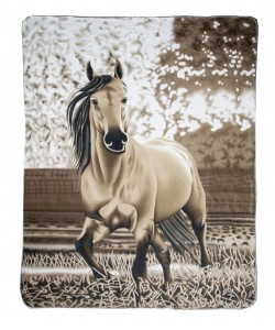 Fleece blanket with horse print