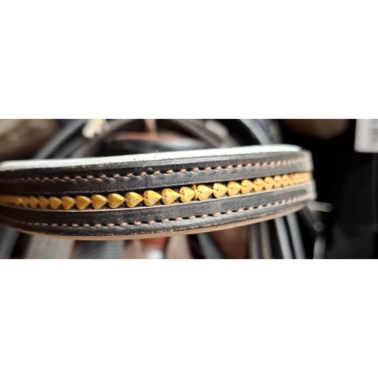 Δερμάτινο γκέμι με μεταλλική διακόσμηση καρδιές