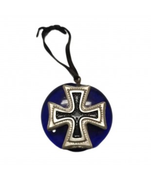 Γυάλινο φυλαχτό με μεταλλικό σταυρό