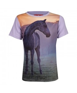 Round neck kids t-shirt, horse print