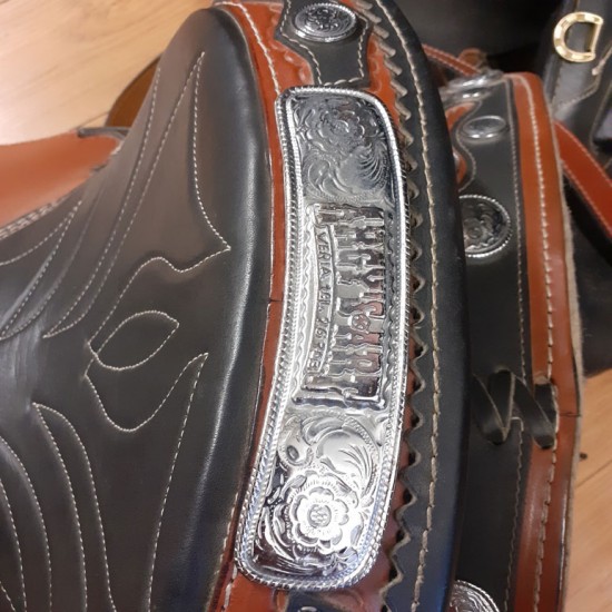 Western type saddle ARGY'S ART (two-tone), metallic decoration