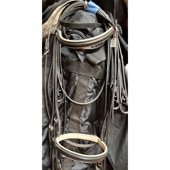 Γκέμι δίχρωμο δερμάτινο Stubben με διπλά ηνία, dressage 