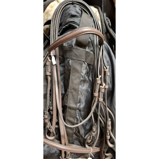 Γκέμι δερμάτινο Stubben με διπλά ηνία, dressage 