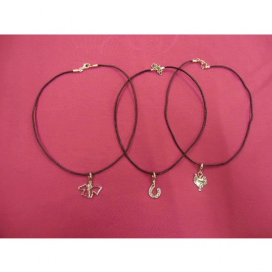 Κολιέ επάργυρο με δερματάκι