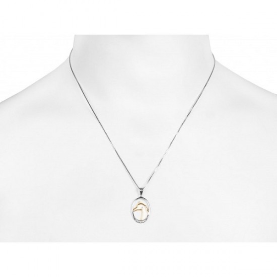 Κολιέ επάργυρο με μενταγιόν αλογάκι (H)