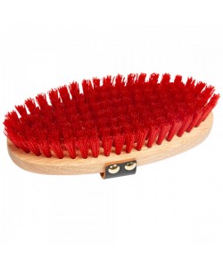 Body Brush, Hard, Wooden Back, Leather Hand Strap (P)