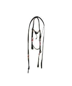 Set western type bridle and breastplate, decoration white - red
